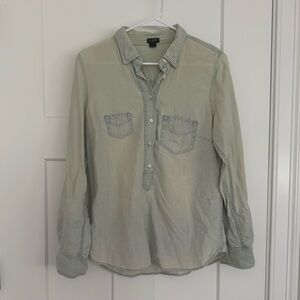 J.crew Distressed Chambray Top